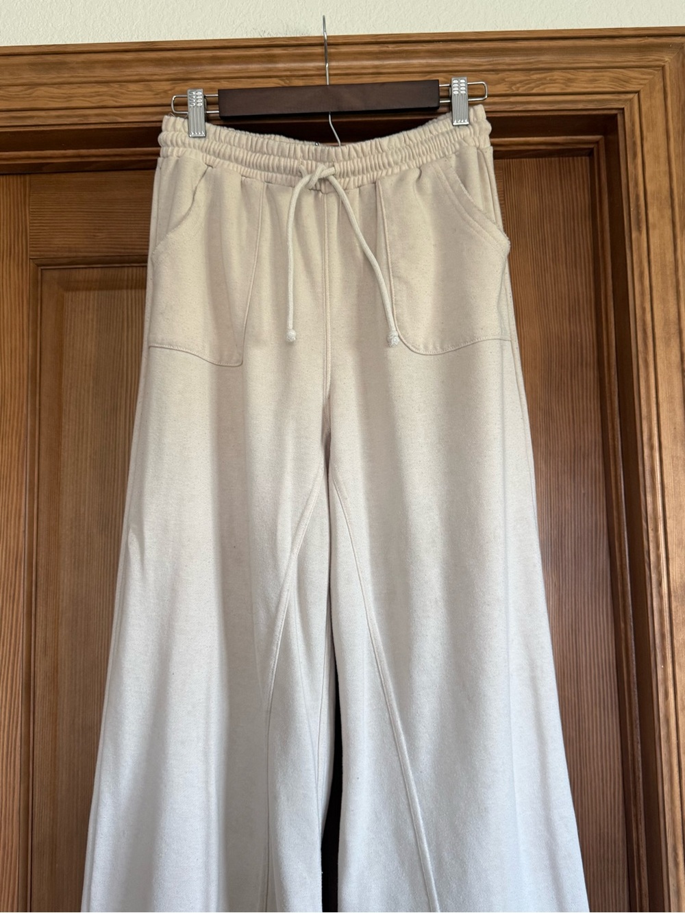 Cozy Wide-Leg Drawstring Pants - Cream - Picture 2 of 3